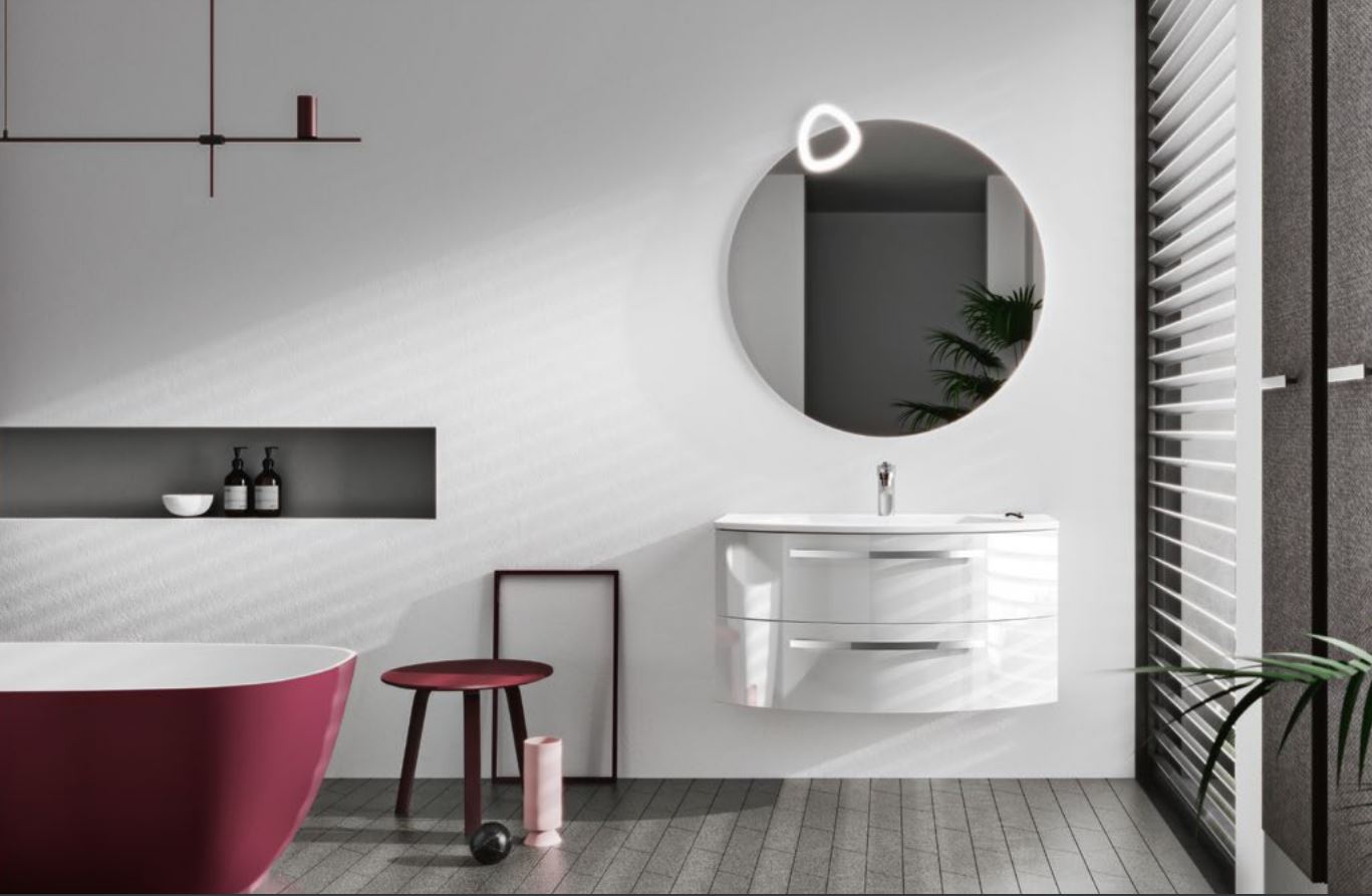 bagno laccato bianco lucido anta bombata 